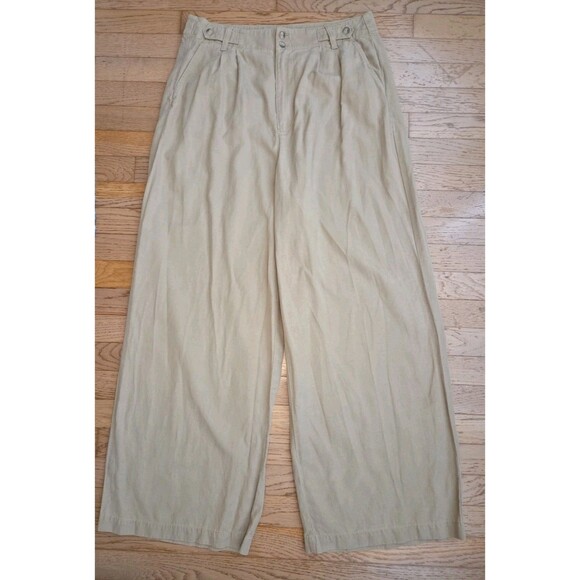 Madewell The Harlow Wide-Leg High Rise Pleated Pants Tan Brown Neutral Size 12 - Picture 1 of 8